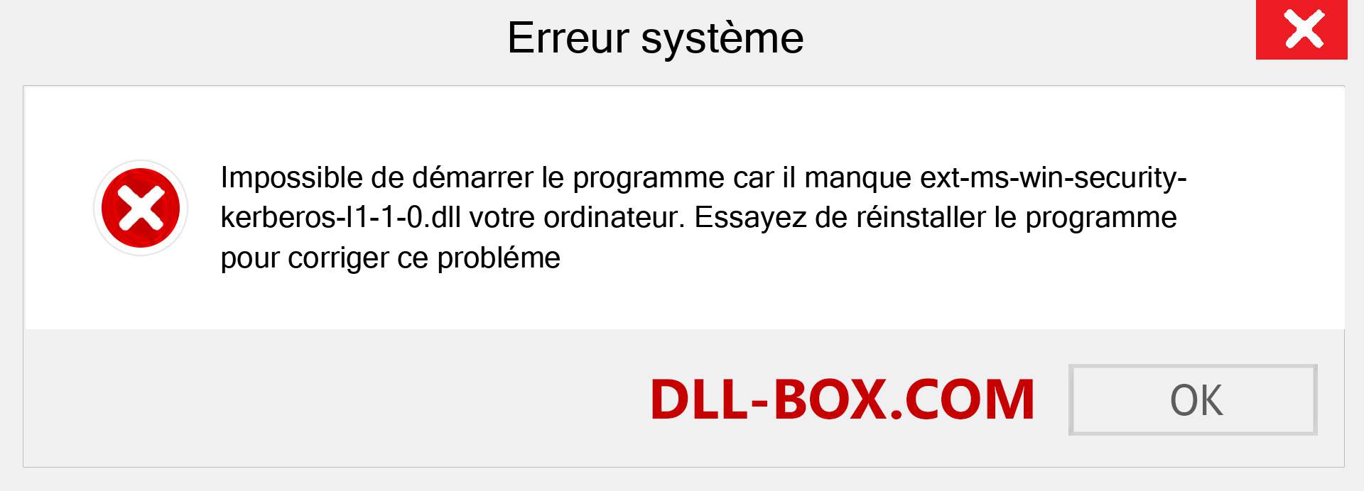 Le fichier ext-ms-win-security-kerberos-l1-1-0.dll est manquant ?. Télécharger pour Windows 7, 8, 10 - Correction de l'erreur manquante ext-ms-win-security-kerberos-l1-1-0 dll sur Windows, photos, images